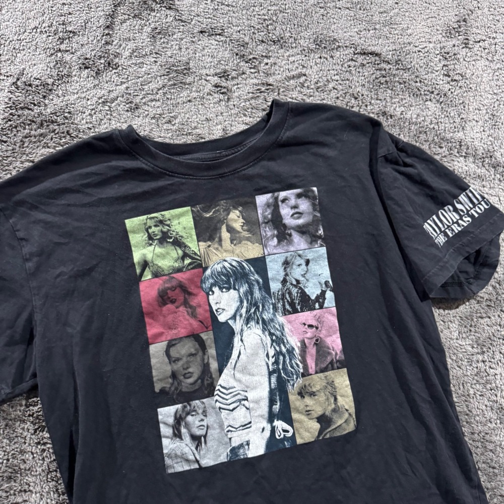 Taylor Swift The Eras Tour Concert T-Shirt Black‎ Graphic North American Dates
